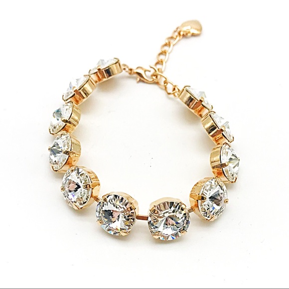 handmade Jewelry - Tennis bracelet, rose gold Swarovski crystals